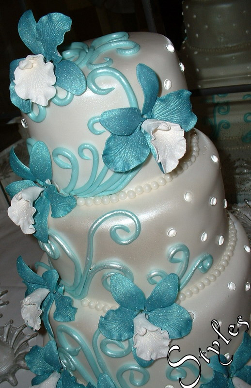 Turquoise Wedding Cake
 Cakes by Styles Wedding Cake Turquoise Orchids