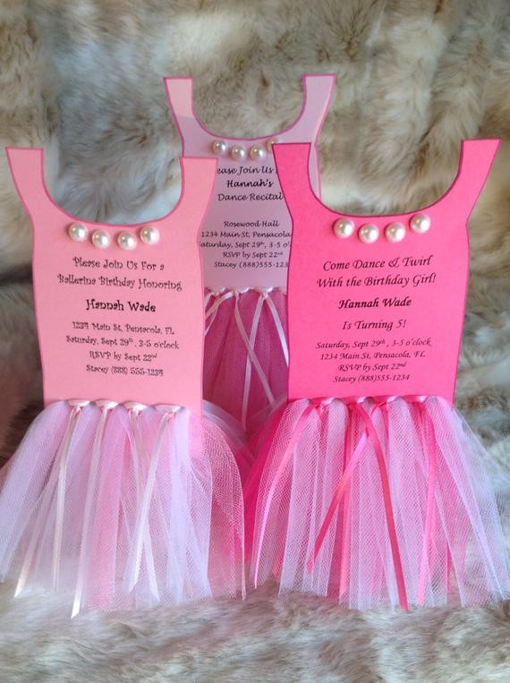 Tutu Birthday Invitations
 Ballerina Tutu Birthday or Baby Shower by ThePolkaDottedRoom