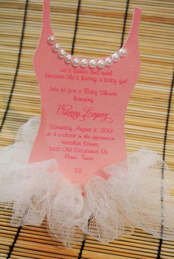 Tutu Birthday Invitations
 Tutu Baby shower invitation Ballerina baby shower by anaderoux