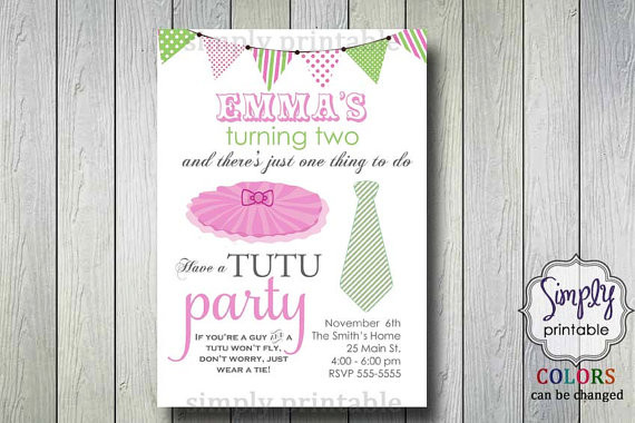 Tutu Birthday Invitations
 Tutu and Tie Birthday Party Invitation printable