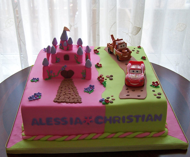 Twins Birthday Cake
 Twins birthday cake castle and cars