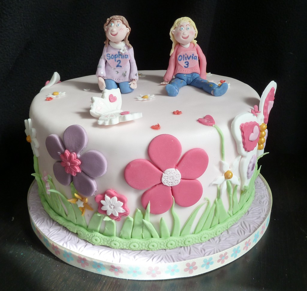 Twins Birthday Cake
 big flowers birthday cake