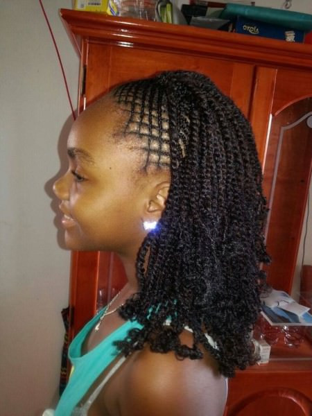 Twisted Hairstyles For Kids
 Kinky Twist With Intricate Braids At The Front Black