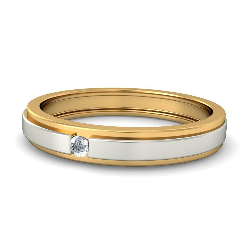 Two Tone Wedding Band
 Affordable Round Diamond Wedding Band in Two Tone Gold