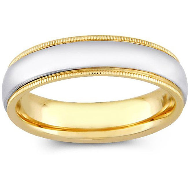 Two Tone Wedding Band
 Shop 14k Two tone Gold Men s Milligrain fort Fit