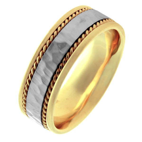 Two Tone Wedding Band
 Shop 14k Two tone Gold Men s fort Fit Handmade Hammered