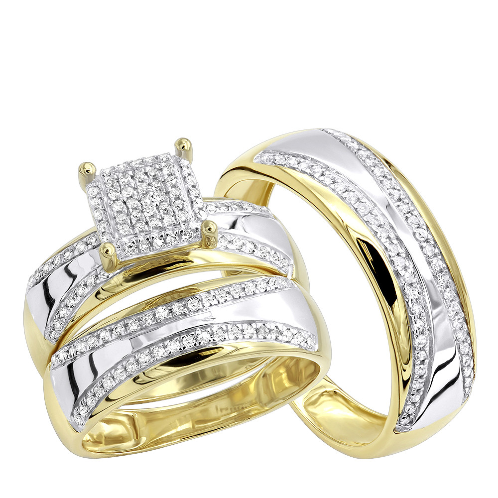 Two Tone Wedding Band
 Two Tone 10k Gold Wedding Band and Engagement Ring Set