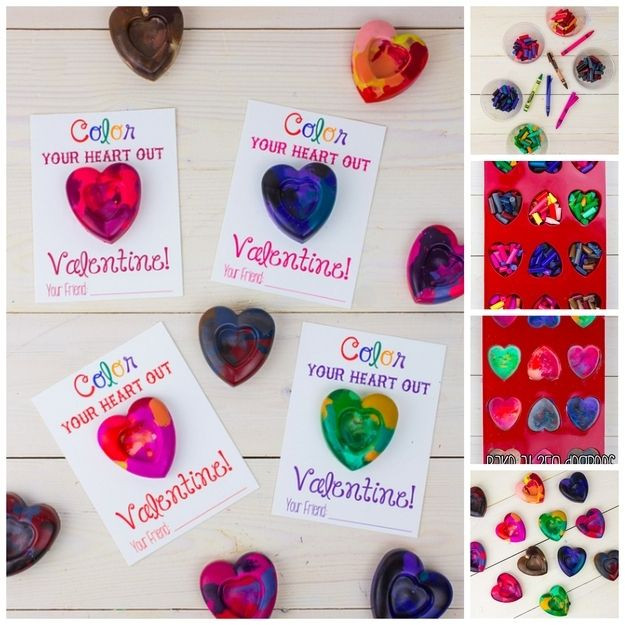 Unconventional Valentines Gift Ideas
 Heart Crayon Cards Cute Crafts