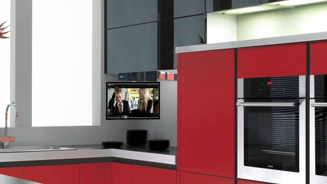 Undercounter Kitchen Tv
 eidola under cabinet flip down smart kitchen TV
