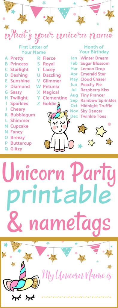 Unicorn Birthday Party Food Ideas Name
 Unicorn Party Name Game The Frugal Sisters