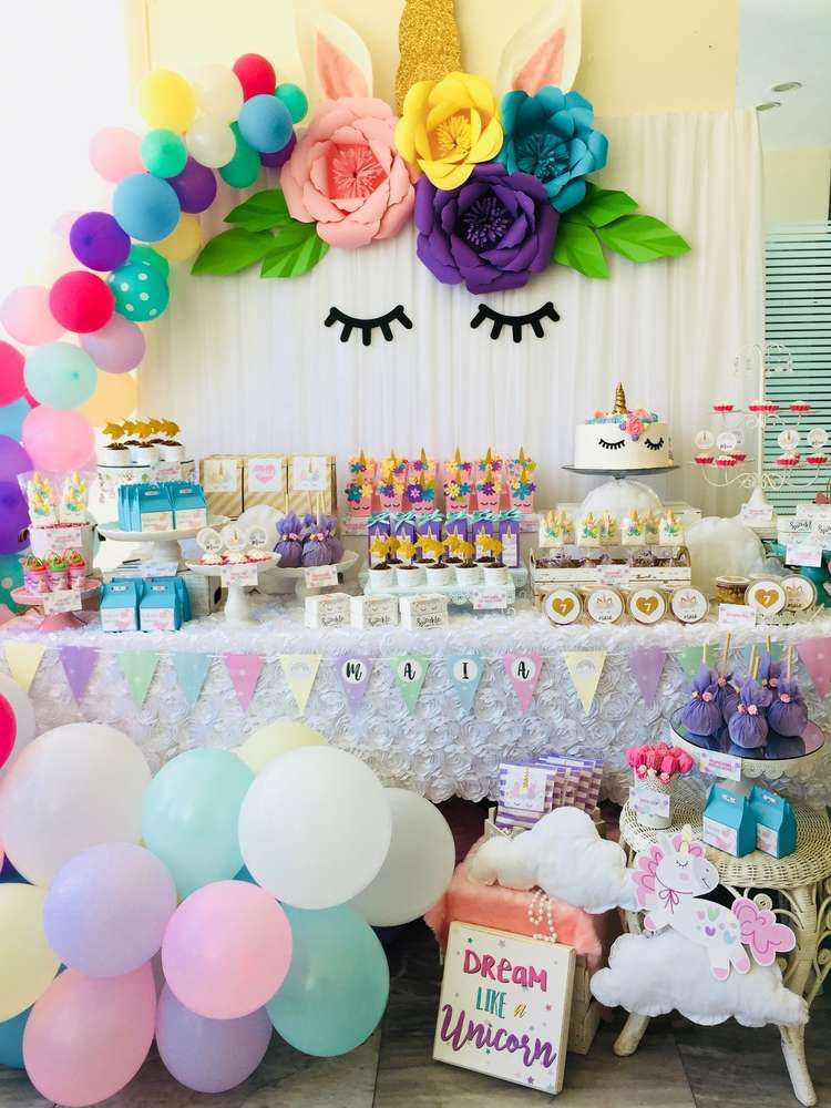 Unicorn Party Decorating Ideas
 What a dreamy Unicorn birthday party The balloon garland