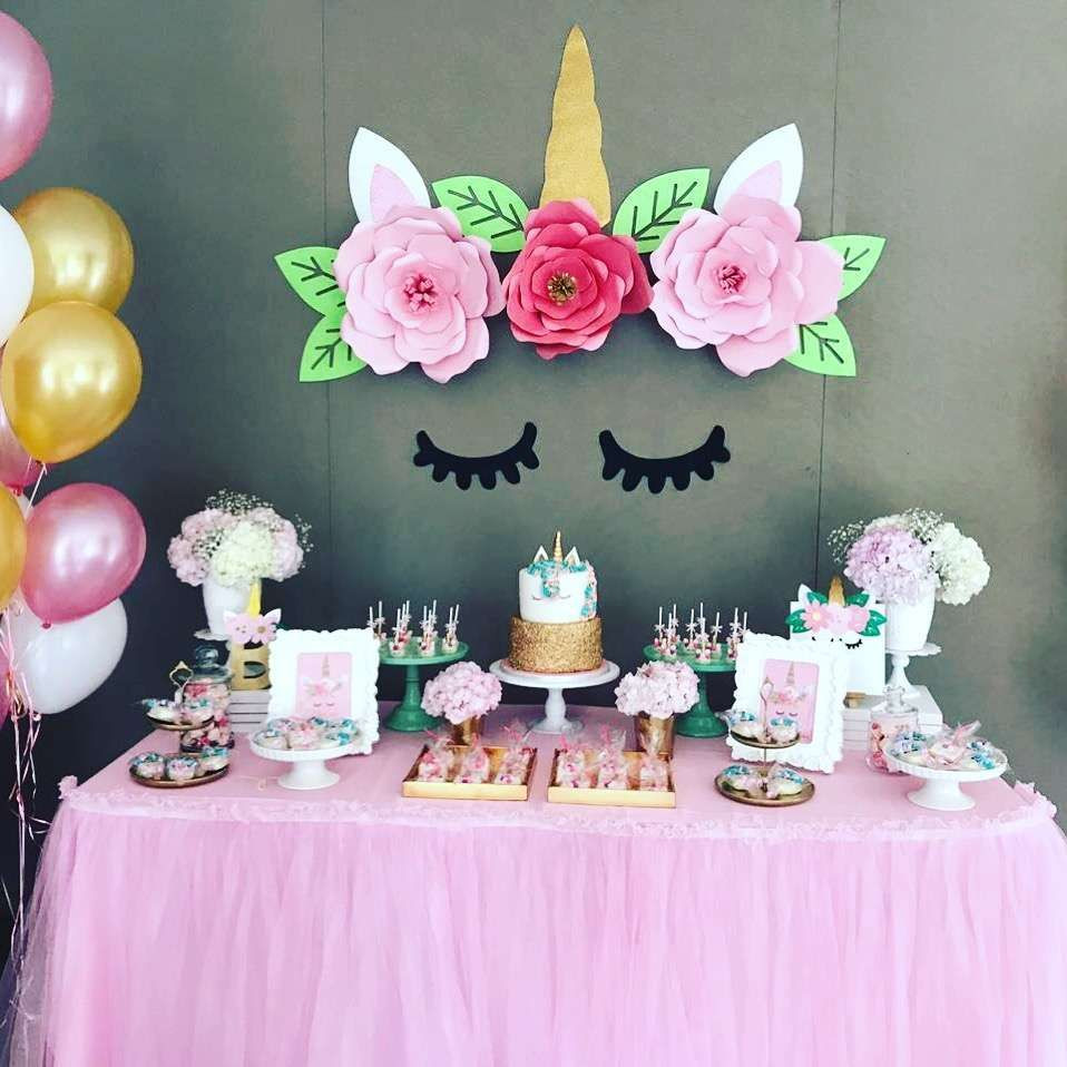 Unicorn Party Decorating Ideas
 What a stunning Unicorn Birthday Party The dessert table