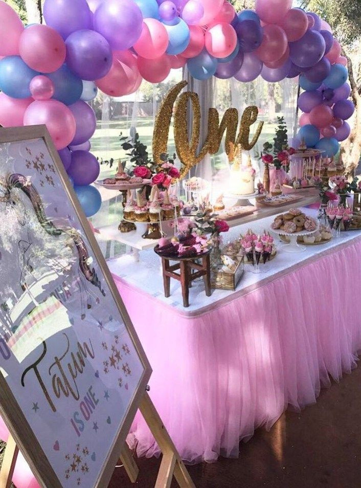 Unicorn Party Table Ideas
 Magical Unicorn First Birthday Party