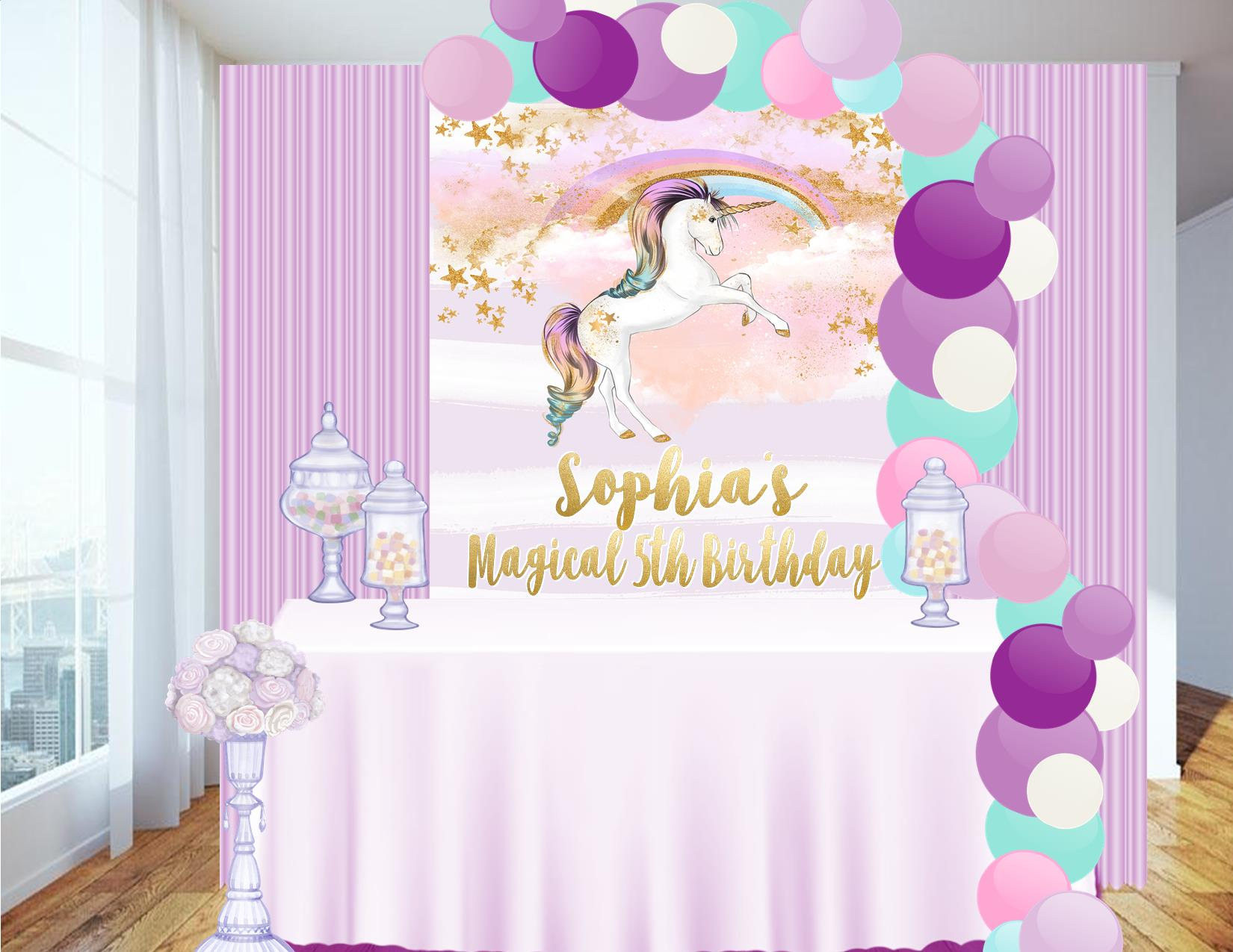 Unicorn Party Table Ideas
 DIGITAL FILE Candy Table Backdrop Unicorn Party Unicorn
