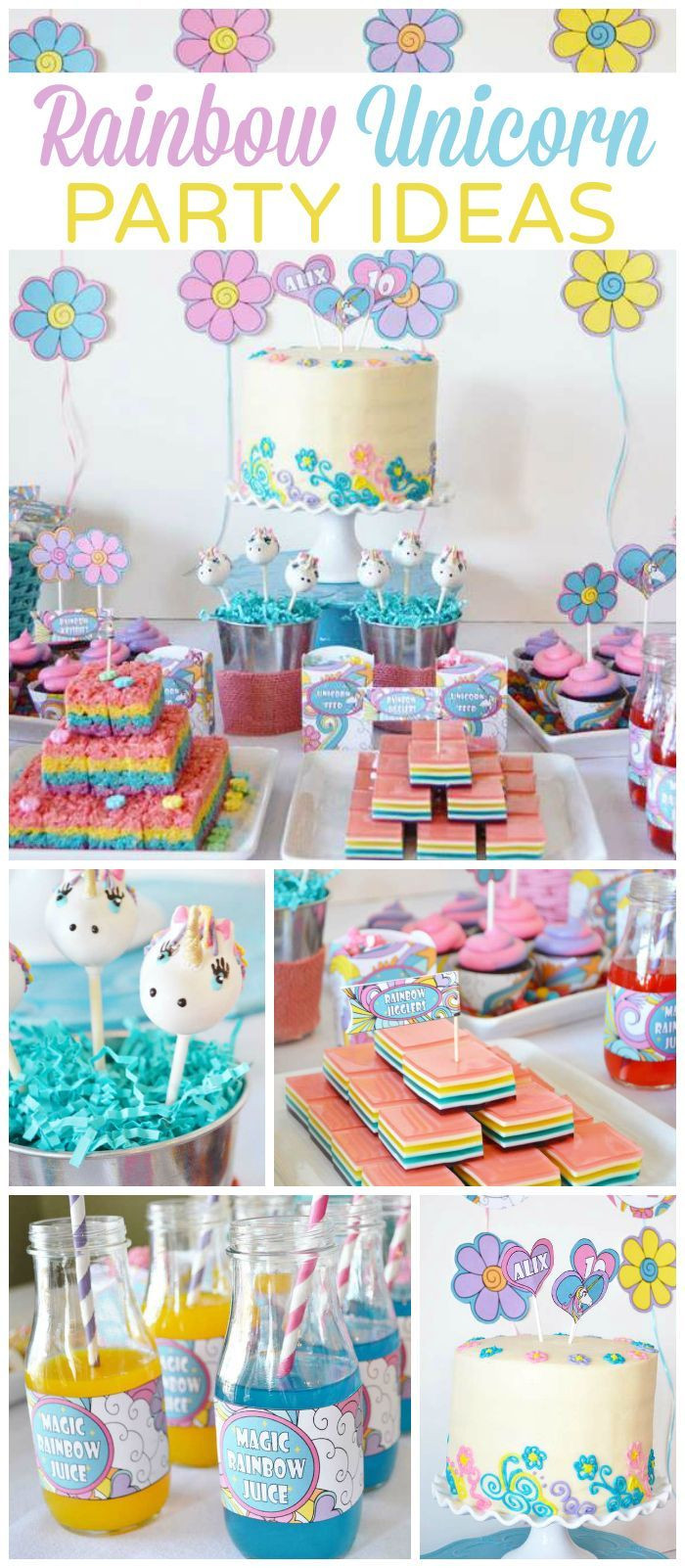 Unicorn Rainbow Party Ideas
 This rainbow and unicorn party is so girly and magical