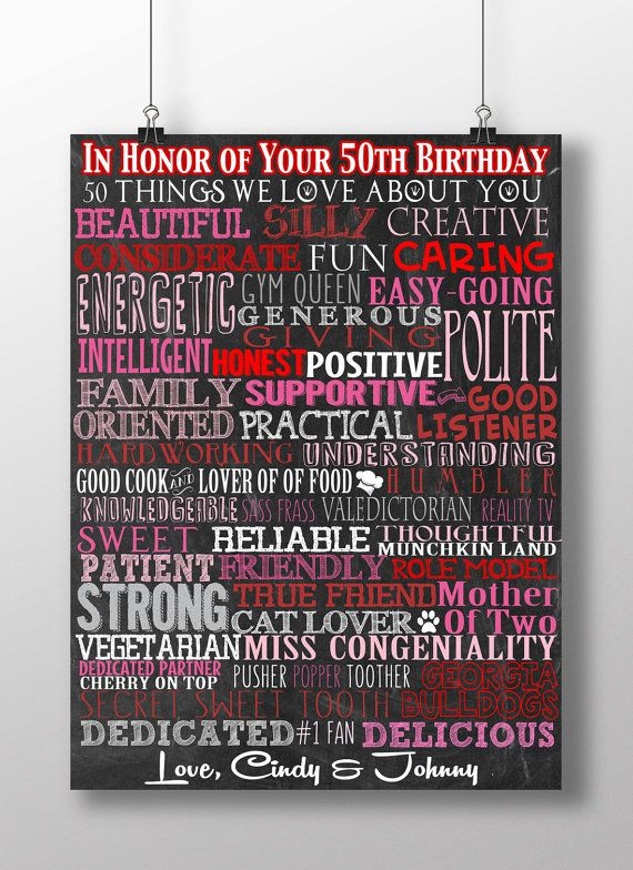 Unique 50th Birthday Gifts
 50 things we love about you 50th birthday t custom