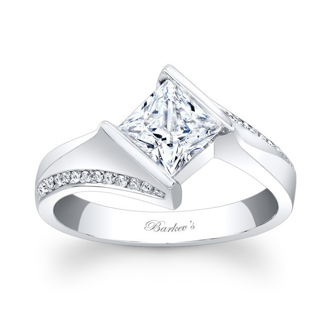 Unique Princess Cut Engagement Rings
 Barkev s White Gold Princess Cut Engagement Ring 7840L