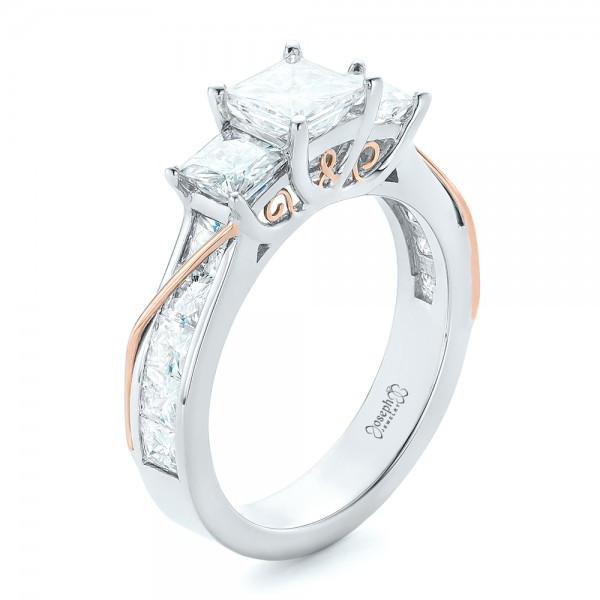 Unique Princess Cut Engagement Rings
 Custom Two Tone Morganite Engagement Ring