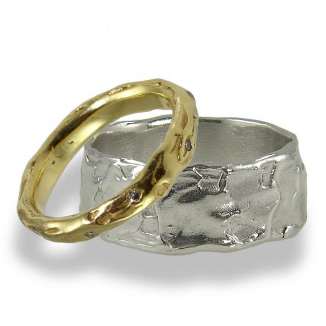 Unique Wedding Band Sets His And Hers
 Organic Wedding Band Set Diamond Wedding Band His And