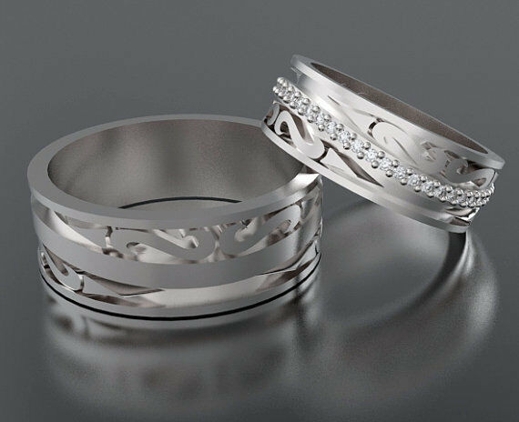 Unique Wedding Band Sets His And Hers
 Custom His And Her Wedding Bands With Diamond