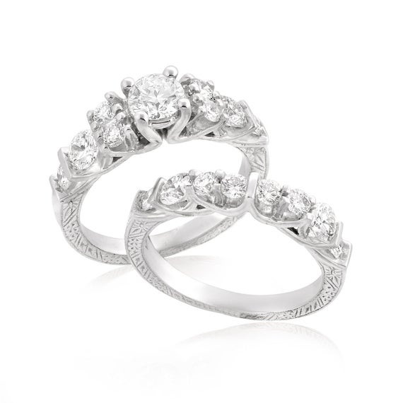 Unique Wedding Rings Sets
 Unique Braided Ring Bridal Set 14K White Gold Engagement