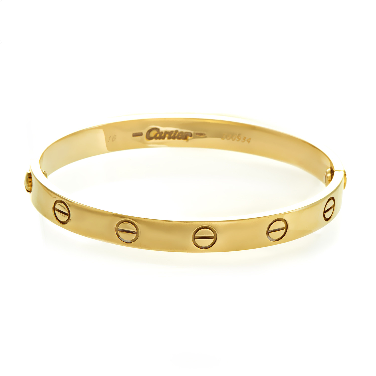 Used Cartier Love Bracelet
 Cartier LOVE Women s 18K Yellow Gold Bracelet Size 16