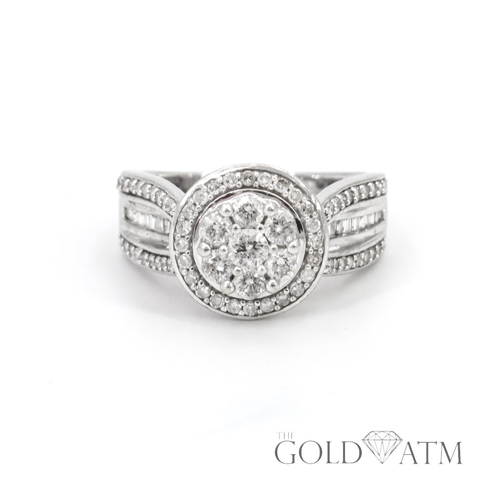 Used Diamond Rings
 10K White Gold Cluster Diamond Engagement Ring Size 7