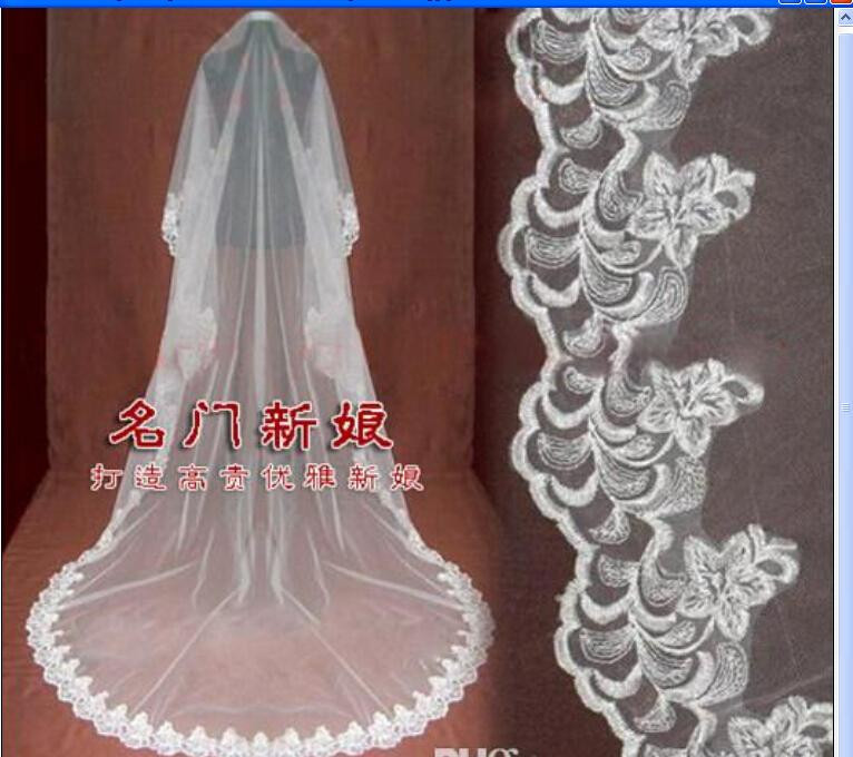 Used Wedding Veil
 2015 Cheap Bridal Veils Vintage White Ivory Long Netting