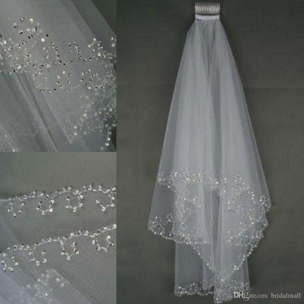 Used Wedding Veil
 2017 In Stock Wedding Veils Crystals 2 Layer Handmade