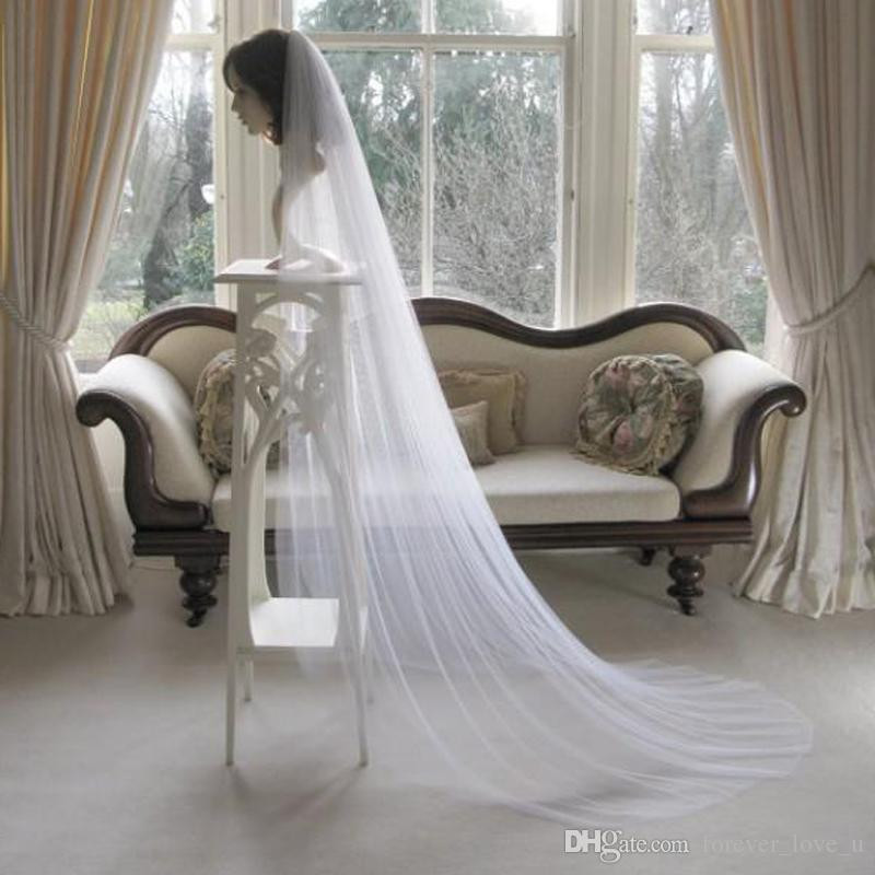 Used Wedding Veil
 Simple Design White Veil Wedding Veils Chapel Length