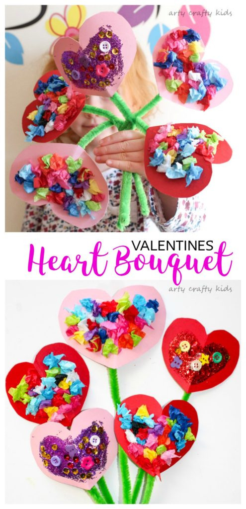 Valentine Crafts For Preschoolers Pinterest
 Toddler Valentines Heart Bouquet Arty Crafty Kids
