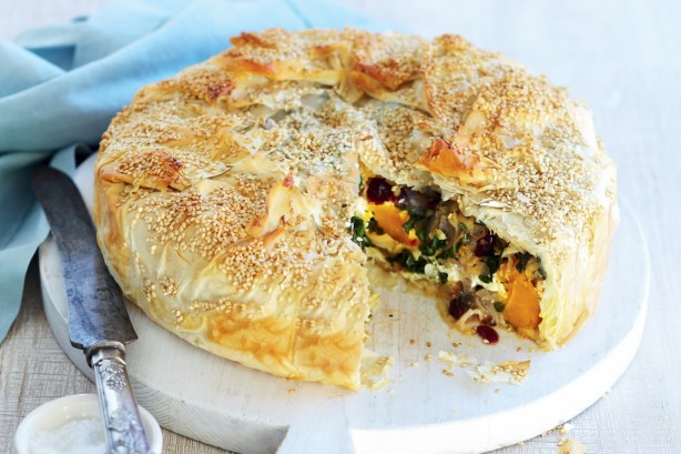 Vegetarian Pie Recipes
 Roast Ve able Cheese & Cranberry Filo Pie Recipe