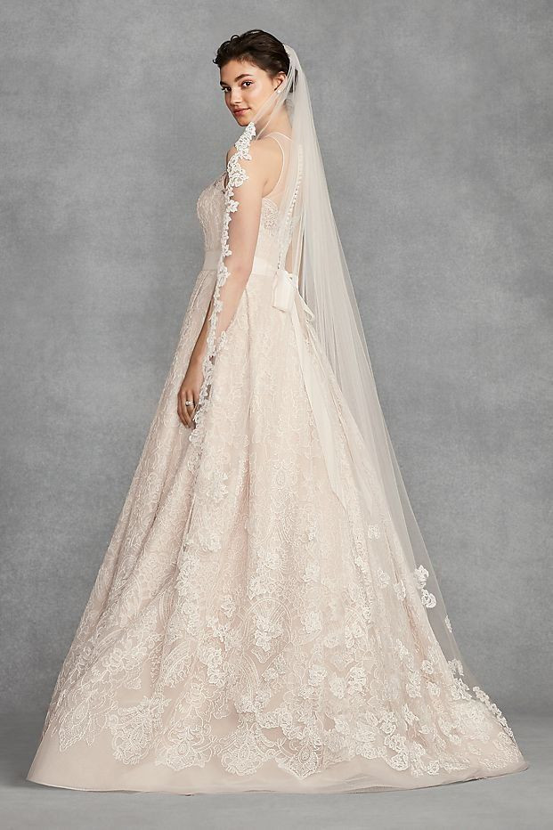 Vera Wang Wedding Veils
 Floral Lace Applique Chapel Veil by WHITE by Vera Wang
