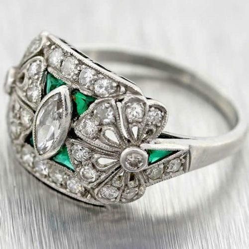 Vintage Diamond Rings
 Antique Emerald Diamond Ring