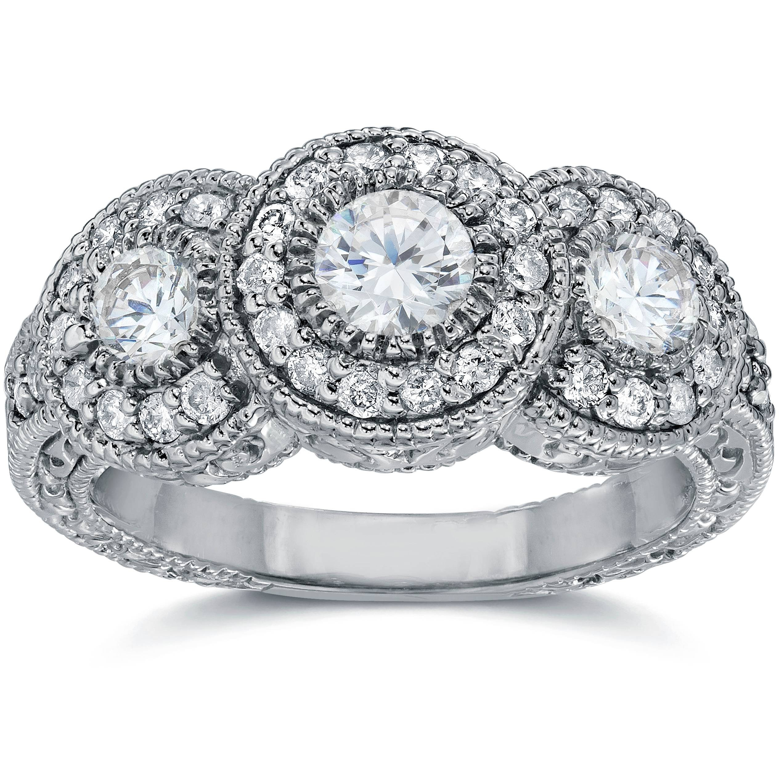 Vintage Diamond Rings
 1 1 2ct Vintage Three Stone Diamond Engagement Ring 14K