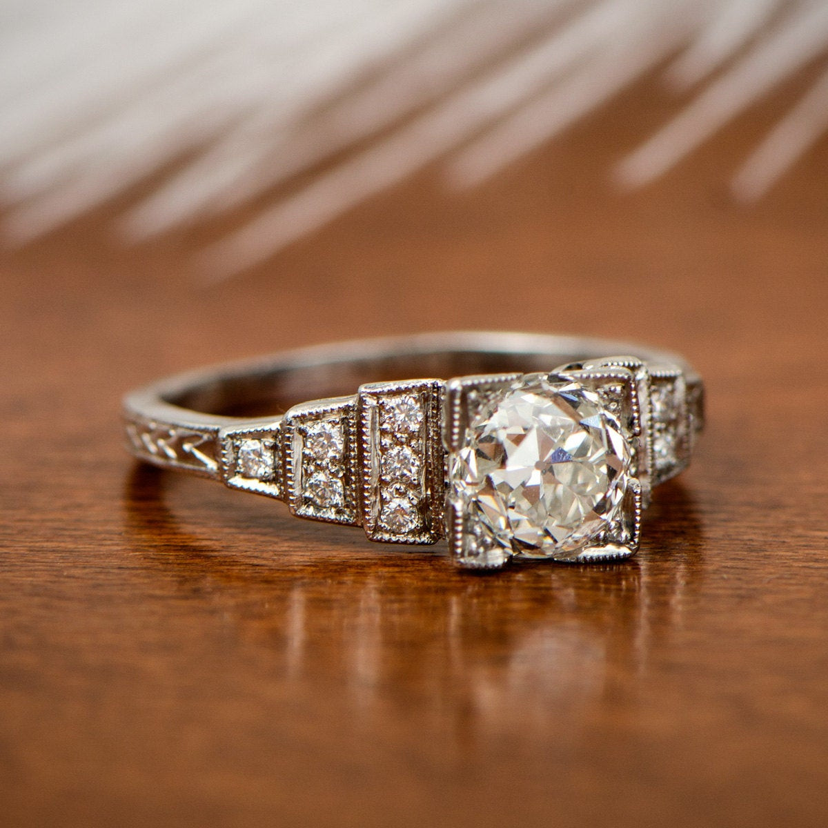 Vintage Diamond Rings
 Platinum Vintage Diamond Engagement Ring by