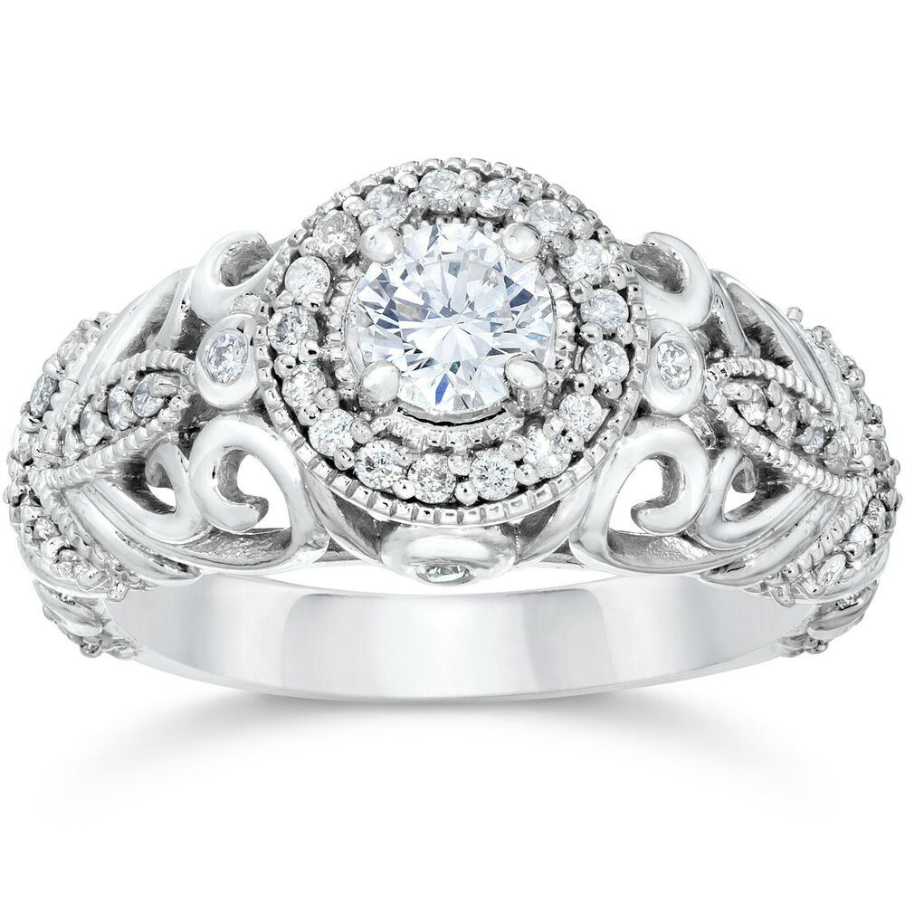 Vintage Diamond Rings
 3 4ct Vintage Diamond Engagement Ring 14K White Gold