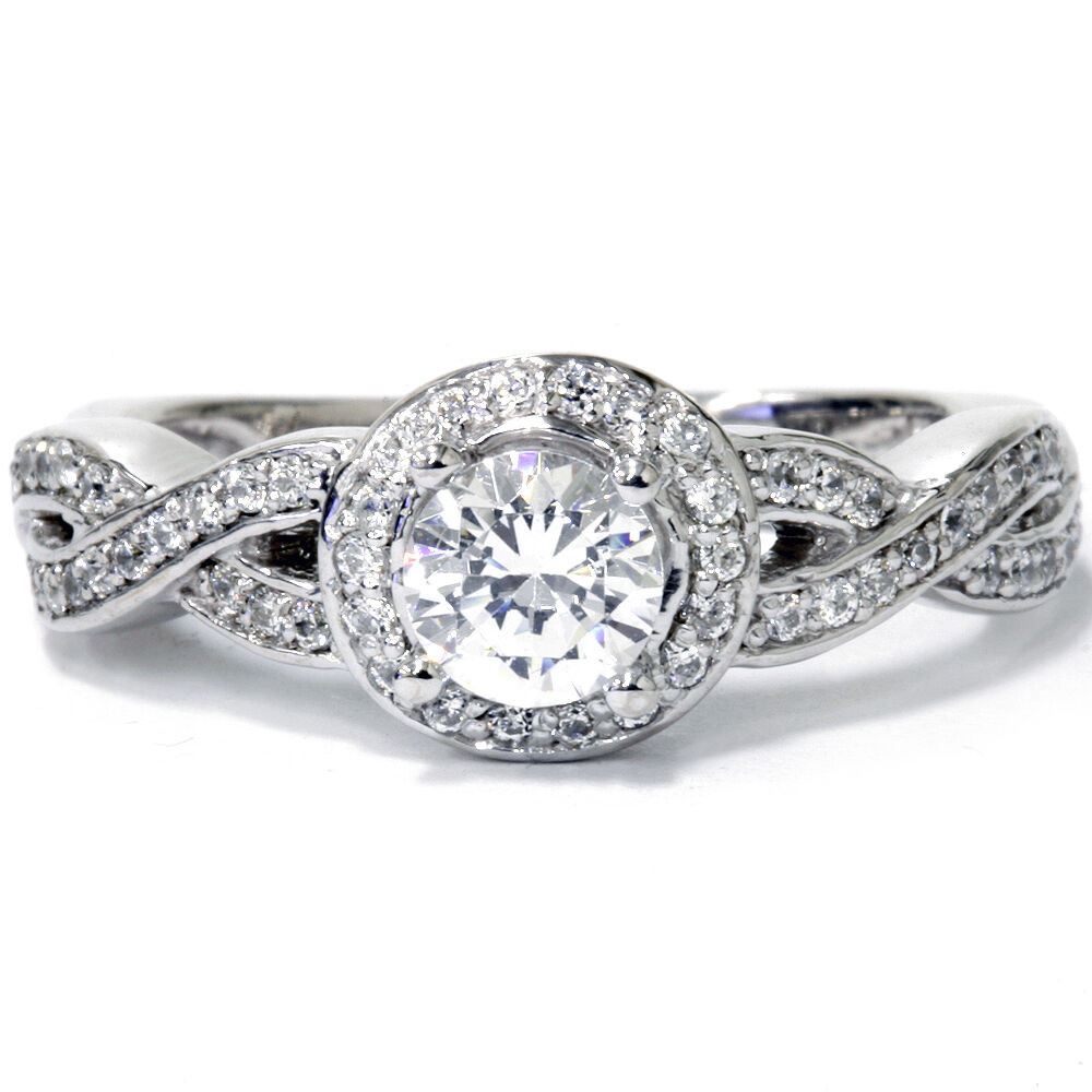 Vintage Diamond Rings
 7 8ct Pave Halo Diamond Engagement Infinity Vintage Ring