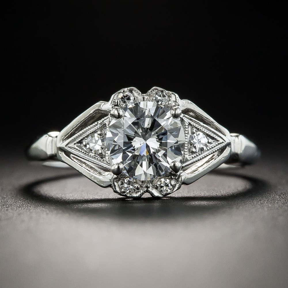 Vintage Diamond Rings
 94 Carat Diamond Platinum Vintage Engagement Ring GIA D SI2