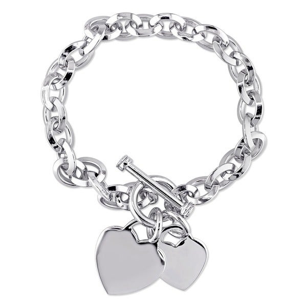 Walmart Jewelry Bracelets
 Shop Miadora Sterling Silver Double Heart Link Charm