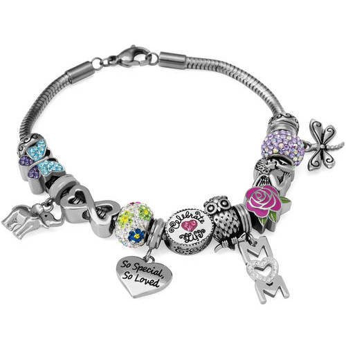 Walmart Jewelry Bracelets
 Connections from Hallmark Crystal Stainless Steel Mom