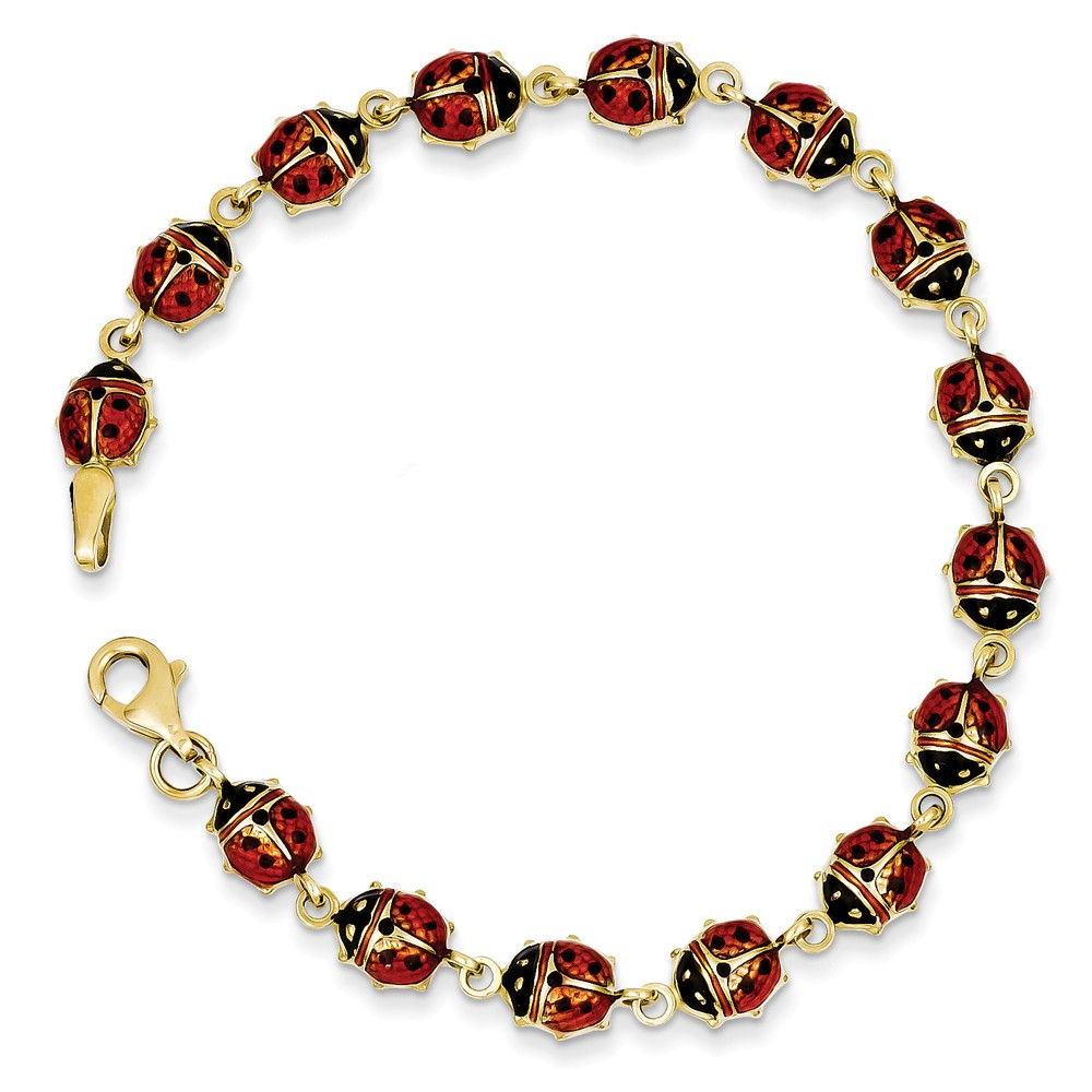 Walmart Jewelry Bracelets
 AA Jewels Solid 14k Yellow Gold Enamel & Resin Ladybug