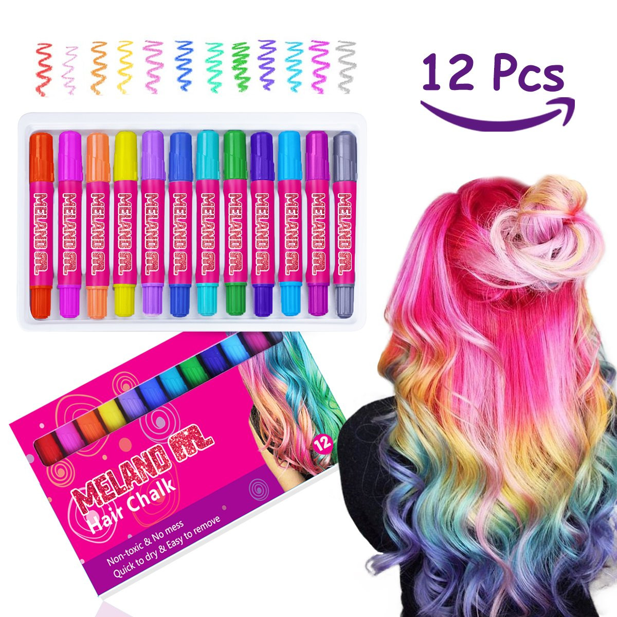 Washable Hair Coloring For Kids
 Girl Hair Chalk Set Meland Temporary Hair Color for Kids