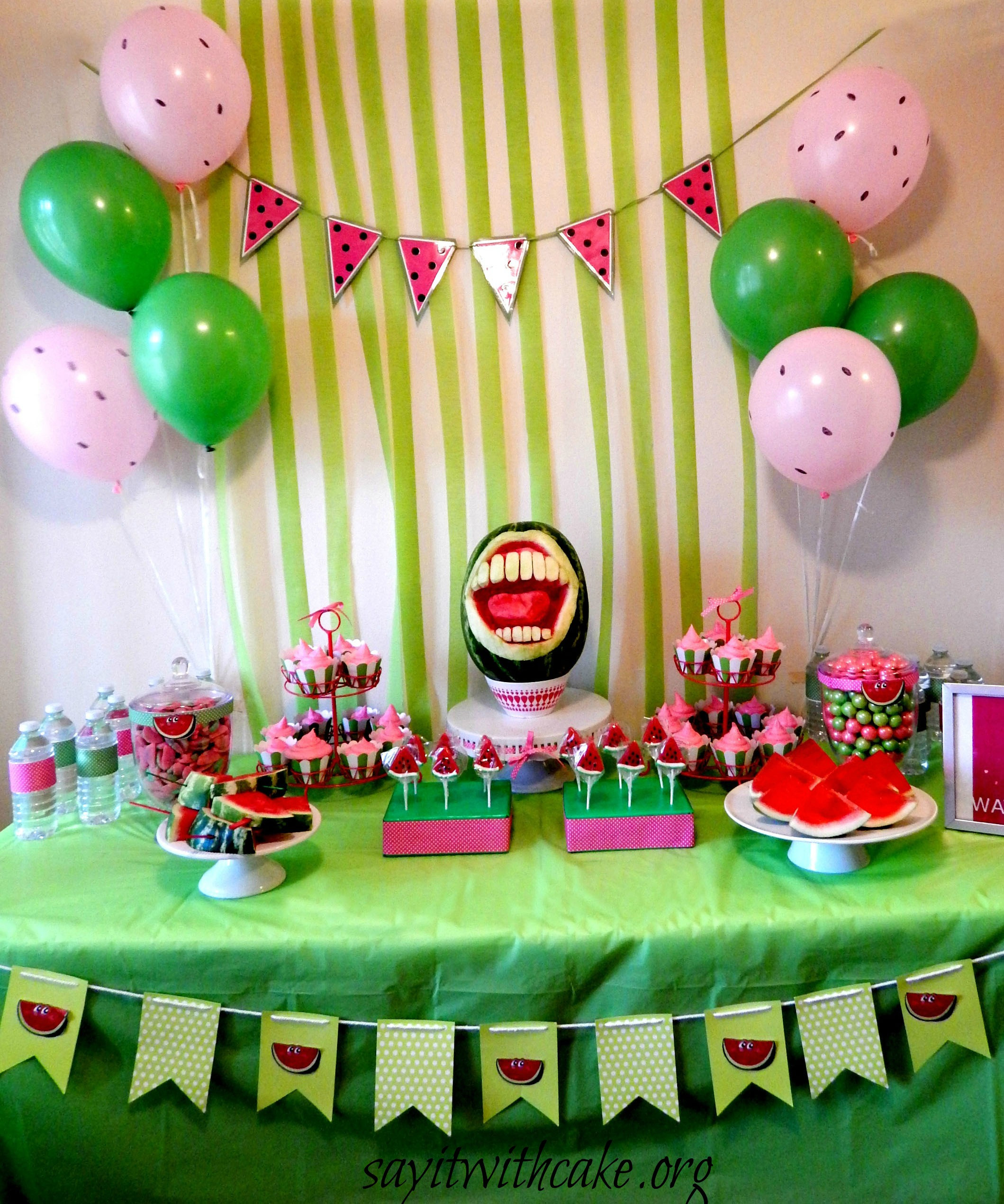Watermelon Birthday Party
 End of Summer Watermelon Party – Say it With Cake
