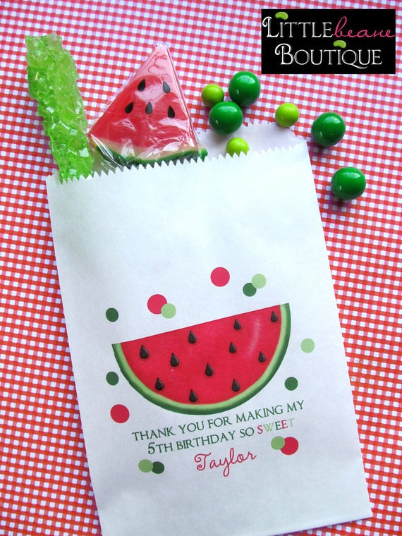 Watermelon Birthday Party
 Watermelon Birthday Party Candy Bags Favor bags Watermelon