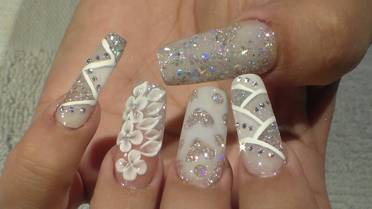 Wedding Acrylic Nails
 Wedding Bridal Nail Design Natos Nails Uñas Acrilicas