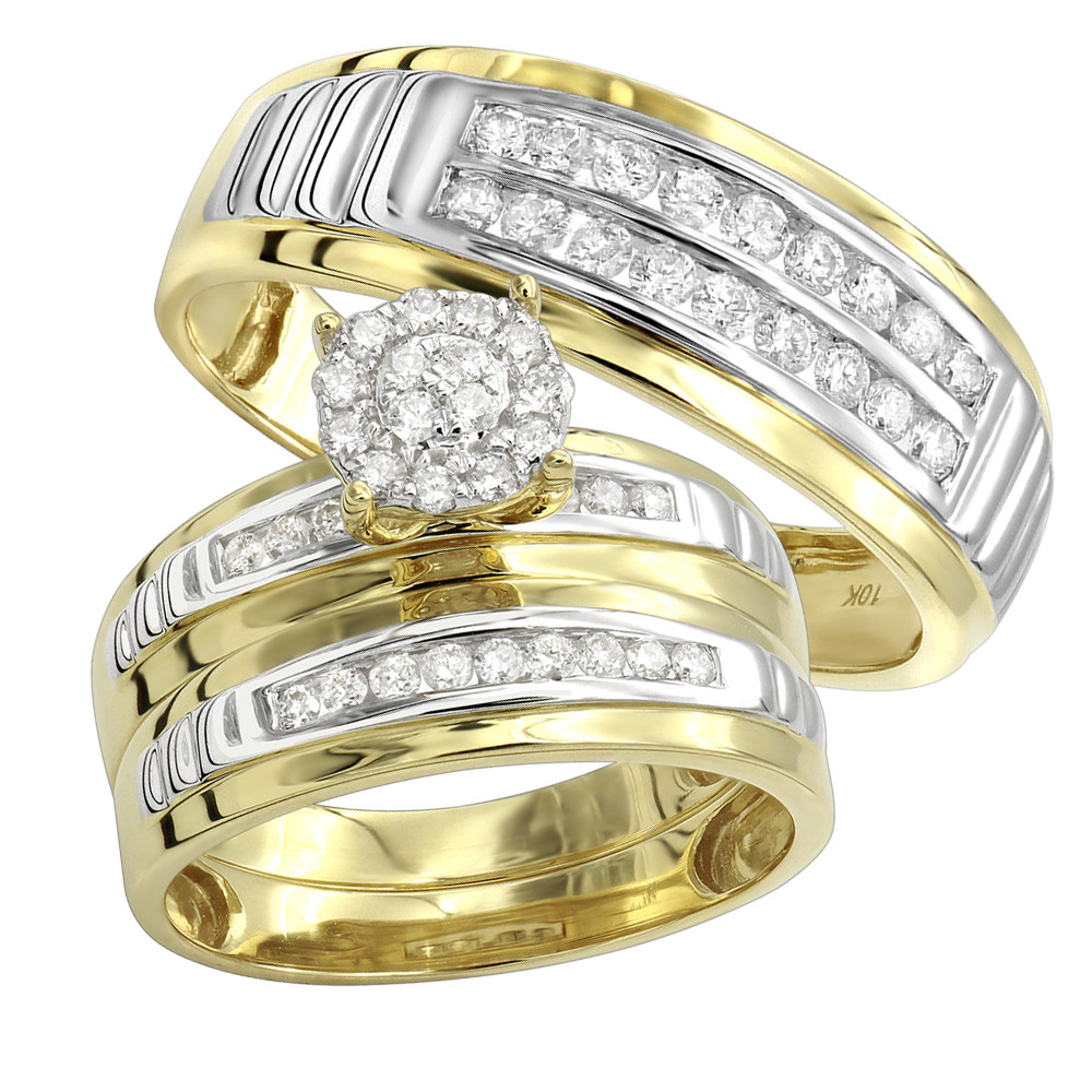 Wedding Band Sets Cheap
 10k Gold Cheap Diamond Engagement Ring and Wedding Bands