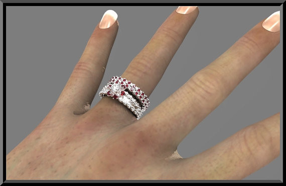 Wedding Bands And Engagement Rings
 Ruby Wedding ring set