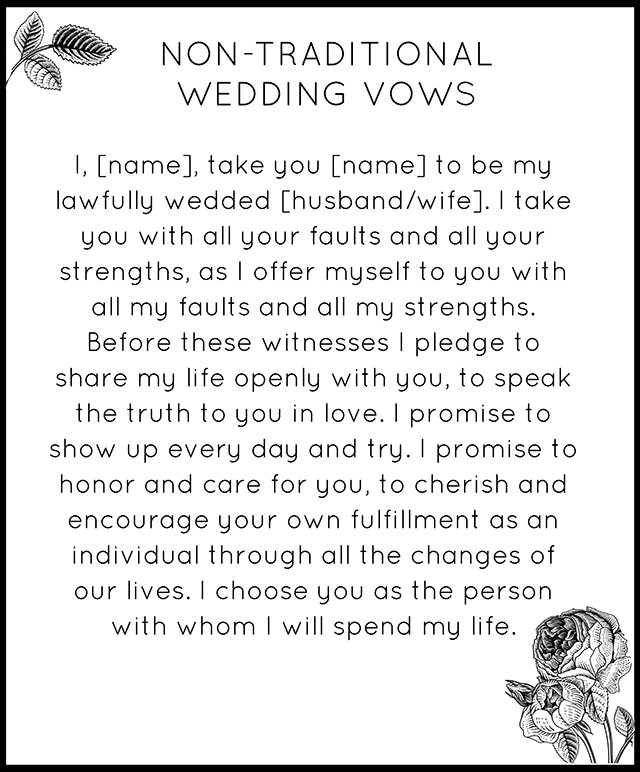 Wedding Ceremony Vows
 Modern Non Traditional Wedding Vows Snippet & Ink
