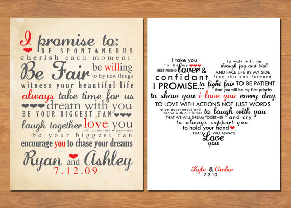 Wedding Ceremony Vows
 Wedding Vow Keepsake What Would Yours Say